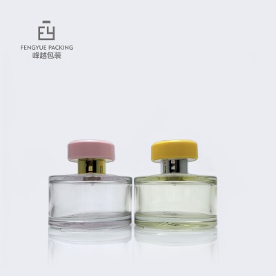 Cylindrical Low Glass Perfume Bottles in Custom Colors and Patterns Cute 40ml