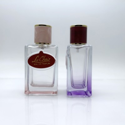 Custom Glass Perfume Bottle  Silk Screen Printing  Leather Surface 50ml