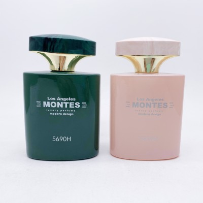 50ml Green pink Glass Perfume Bottle square