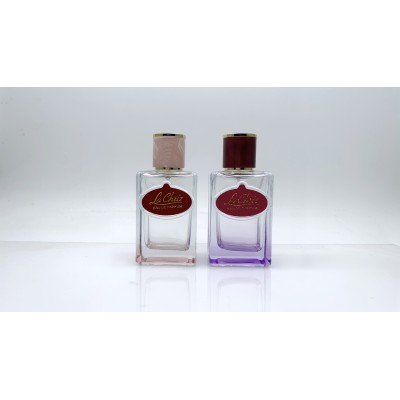 Custom Glass Perfume Bottle  Silk Screen Printing  Leather Surface 50ml