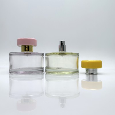 Cylindrical Low Glass Perfume Bottles in Custom Colors and Patterns Cute 40ml