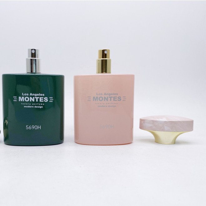 50ml Green pink Glass Perfume Bottle square
