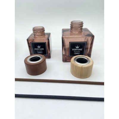 50ml 100ml 150ml square Diffuser Glass Perfume Diffuser Bottle with Wooden Cap