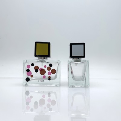 Rectangular Silk Screen Custom logo Glass Perfume Bottle 30ml