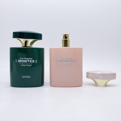 50ml Green pink Glass Perfume Bottle square