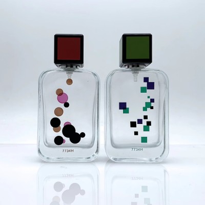 Rectangular Custom Silk Screen Perfume Glass Bottle 50ml