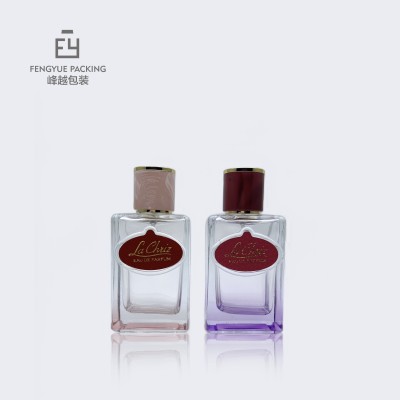 Custom Glass Perfume Bottle  Silk Screen Printing  Leather Surface 50ml