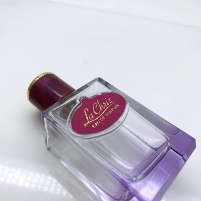 Custom Glass Perfume Bottle  Silk Screen Printing  Leather Surface 50ml