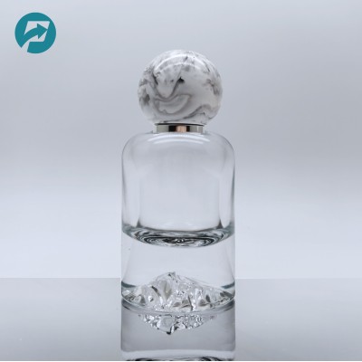Luxury Perfume Glass Bottle with Volcano Bottom Shape Pump Sprayer Cap Screen Printing Surface 30ml 50ml 100ml Sizes MOQ 100pcs