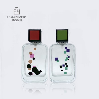 Rectangular Custom Silk Screen Perfume Glass Bottle 50ml