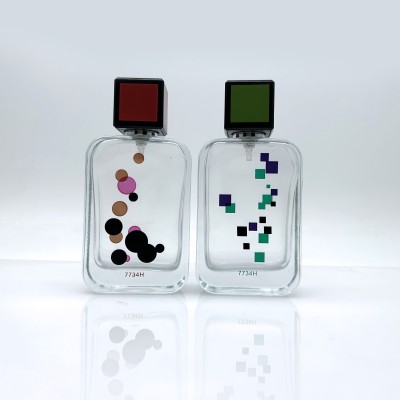 Rectangular Custom Silk Screen Perfume Glass Bottle 50ml