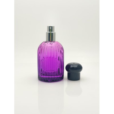 Custom 50ml Luxury Glass Perfume Bottle  Cylindrical Flat Screw Cap Roll-on Seal