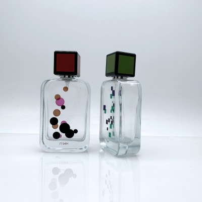 Rectangular Custom Silk Screen Perfume Glass Bottle 50ml
