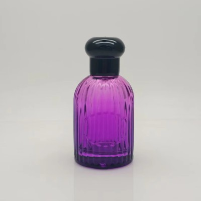 Custom 50ml Luxury Glass Perfume Bottle  Cylindrical Flat Screw Cap Roll-on Seal
