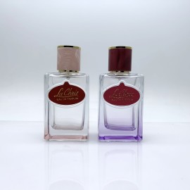 Custom Glass Perfume Bottle  Silk Screen Printing  Leather Surface 50ml