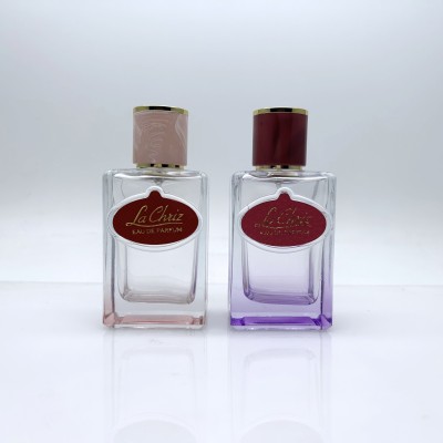 Custom Glass Perfume Bottle  Silk Screen Printing  Leather Surface 50ml