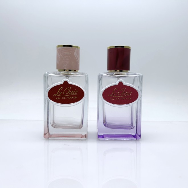 Custom Glass Perfume Bottle  Silk Screen Printing  Leather Surface 50ml