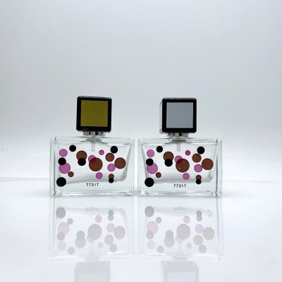 Rectangular Silk Screen Custom logo Glass Perfume Bottle 30ml