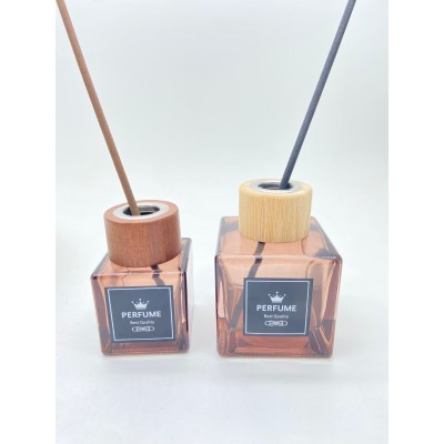 50ml 100ml 150ml square Diffuser Glass Perfume Diffuser Bottle with Wooden Cap