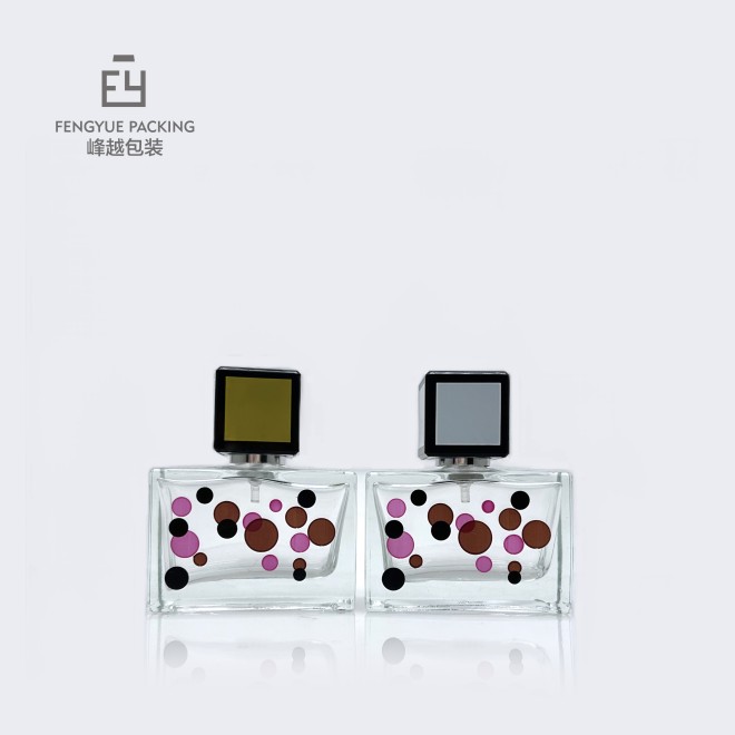 Rectangular Silk Screen Custom logo Glass Perfume Bottle 30ml
