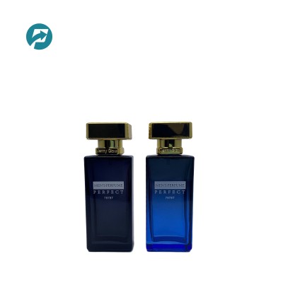 50ml Rectangle Dark Blue Perfume Glass Bottle for Men