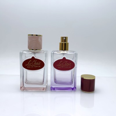 Custom Glass Perfume Bottle  Silk Screen Printing  Leather Surface 50ml