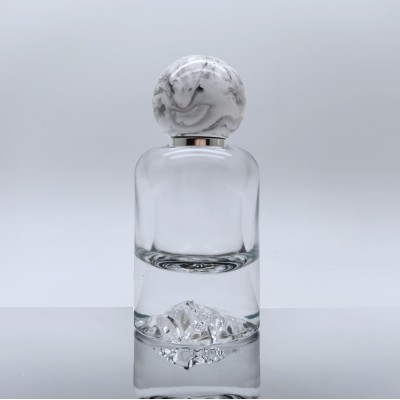 Luxury Perfume Glass Bottle with Volcano Bottom Shape Pump Sprayer Cap Screen Printing Surface 30ml 50ml 100ml Sizes MOQ 100pcs