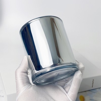 10OZ 15OZ Sliver Glass Candle Vessels Electroplating Glass Jars Luxury Jar for Home Party and Wedding Use