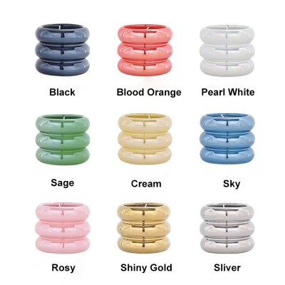 8OZ Luxury Candle Jars Ceramic Cylinder Iridescent Doughnut Shape Ceramic Candle Holders Lanterns Candle Jars