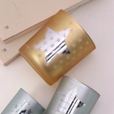 Christmas Plating Candle Vessels Luxury Glass Holder Container Candlestick Candle Holders Lanterns and Candle Jars