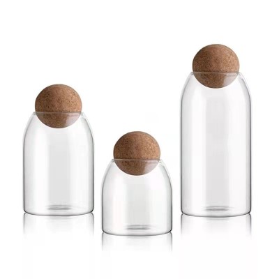 Clear Borosilicate Heat Resistant Glass Jars with Wooden Cork Ball Lids for Soy Wax Candle Making for Easter Decorations