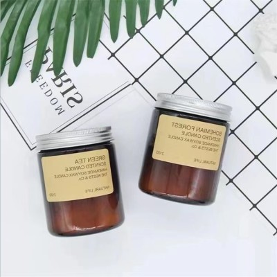 4OZ 8OZ 16OZ Matte Black/Clear/Amber/Frosted Customer Label Empty Glass Candle Jars With Metal Lids