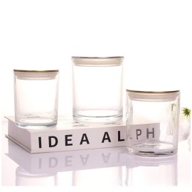 7OZ 10OZ 15OZ Clear Glass Candle Jars High Quality Glass Candle Holder for Industrial Using With Thin Metal Lids