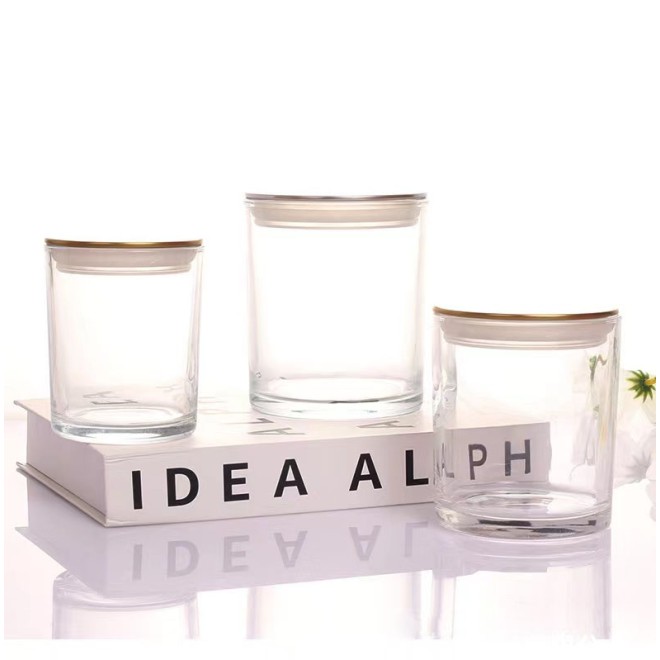 7OZ 10OZ 15OZ Clear Glass Candle Jars High Quality Glass Candle Holder for Industrial Using With Thin Metal Lids