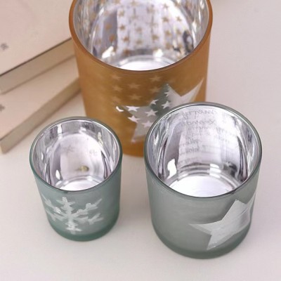 Christmas Plating Candle Vessels Luxury Glass Holder Container Candlestick Candle Holders Lanterns and Candle Jars