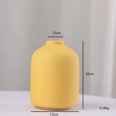 200ml Empty White Yellow Pink Reed Diffuser Ceramic Round Reed Diffuser Bottle With Stopper
