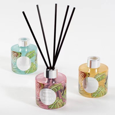 100ML 150ml 200ml Empty Luxury Round Clear White Perfume Reed Glass Diffuser Bottle with Screw Lids Wholesale