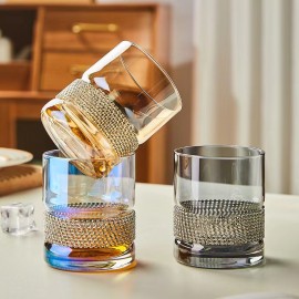 Luxury Crystal Cylinder Candle Jar Diamond Iridescent Glass for Home Decoration Popular Easter Style