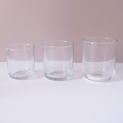 Stock 8OZ 12OZ 16OZ Empty Clear Round Bottom Glass Candle Jar with Wood Metal Cork Lid
