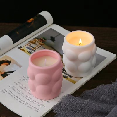 Empty 6OZ Cute Ceramic Candle Jar with Bubble for Candle Making Unique Creative Design Matte Candles Vessel Container