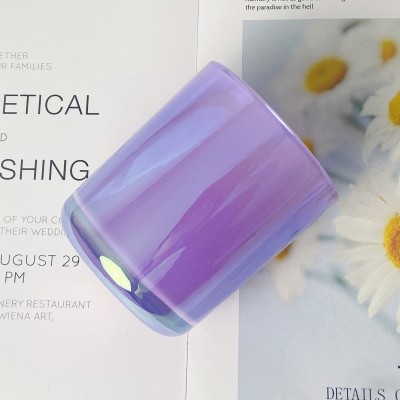 12OZ 16OZ Purple Aura Iridescent Glass Candle Jar with Round Bottom Luxury Style for Candle Making