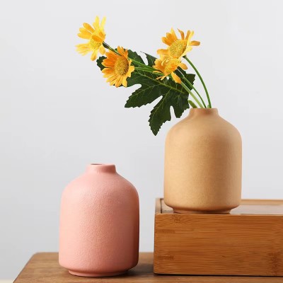 200ml Empty White Yellow Pink Reed Diffuser Ceramic Round Reed Diffuser Bottle With Stopper