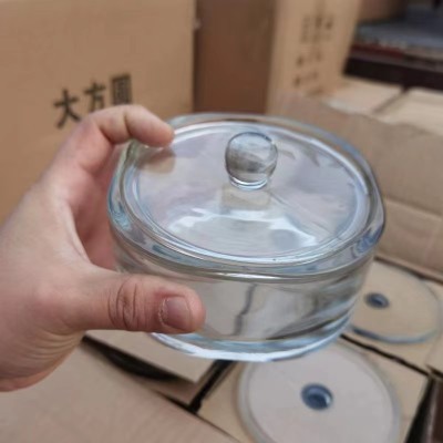 Clear Luxury Crystal Candle Jar Vessels 250ML 370ML Thick Wall Cylinder with Cover Lid for Home Easter Decoration