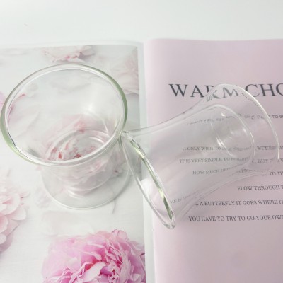 200ML Clear Double Wall Waist Design Empty Glass Candle Container Glass Jar for Candle Making