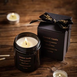 Luxury 4OZ 8OZ 16OZ Custom Matte Black Amber Clear Candle Jar With Lid Empty Glass Vessel Candle Jar With Box
