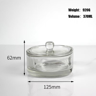 Clear Luxury Crystal Candle Jar Vessels 250ML 370ML Thick Wall Cylinder with Cover Lid for Home Easter Decoration