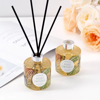100ML 150ml 200ml Empty Luxury Round Clear White Perfume Reed Glass Diffuser Bottle with Screw Lids Wholesale