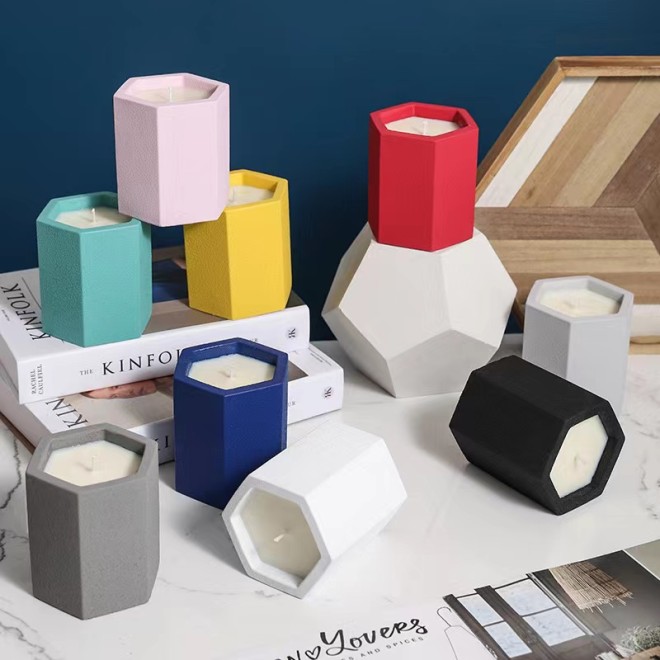 Factory Direct Sells Different Multi Color Concrete Jar Scented Candle Customized