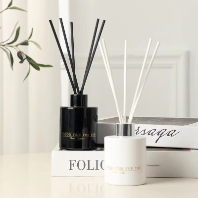 150ML Glossy Black White Luxury Glass Reed Diffuser Bottle Luxury Empty Glass Stick Bottle for Aroma Oil Diffuser