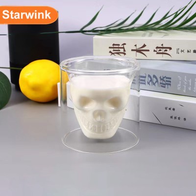 Skull Shape Special Shape Double Wall Transparent Clear Empty Glass Candle Container Glass Jar for Candle Making